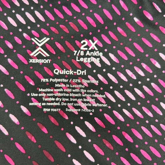 Xersion Women's Plus Size Pink Dots High Rise Dry 7/8 Ankle Leggings 1X 2X 3X - Picture 9 of 10